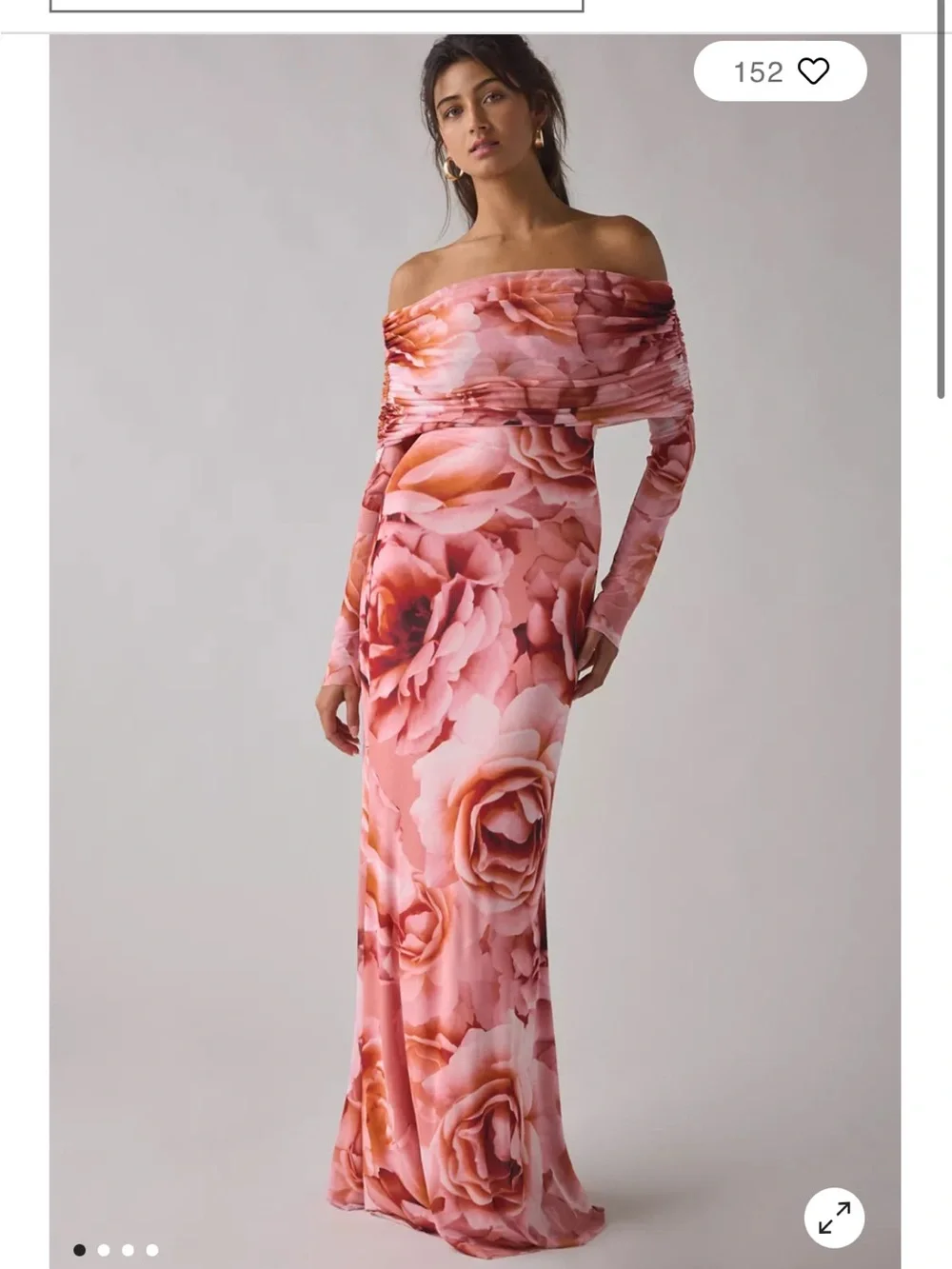 Off-Shoulder Pink Floral Maxi Dress afrm - Picture 3 of 8